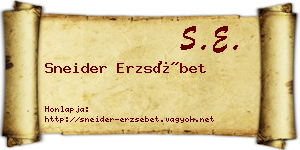 Sneider Erzsébet névjegykártya